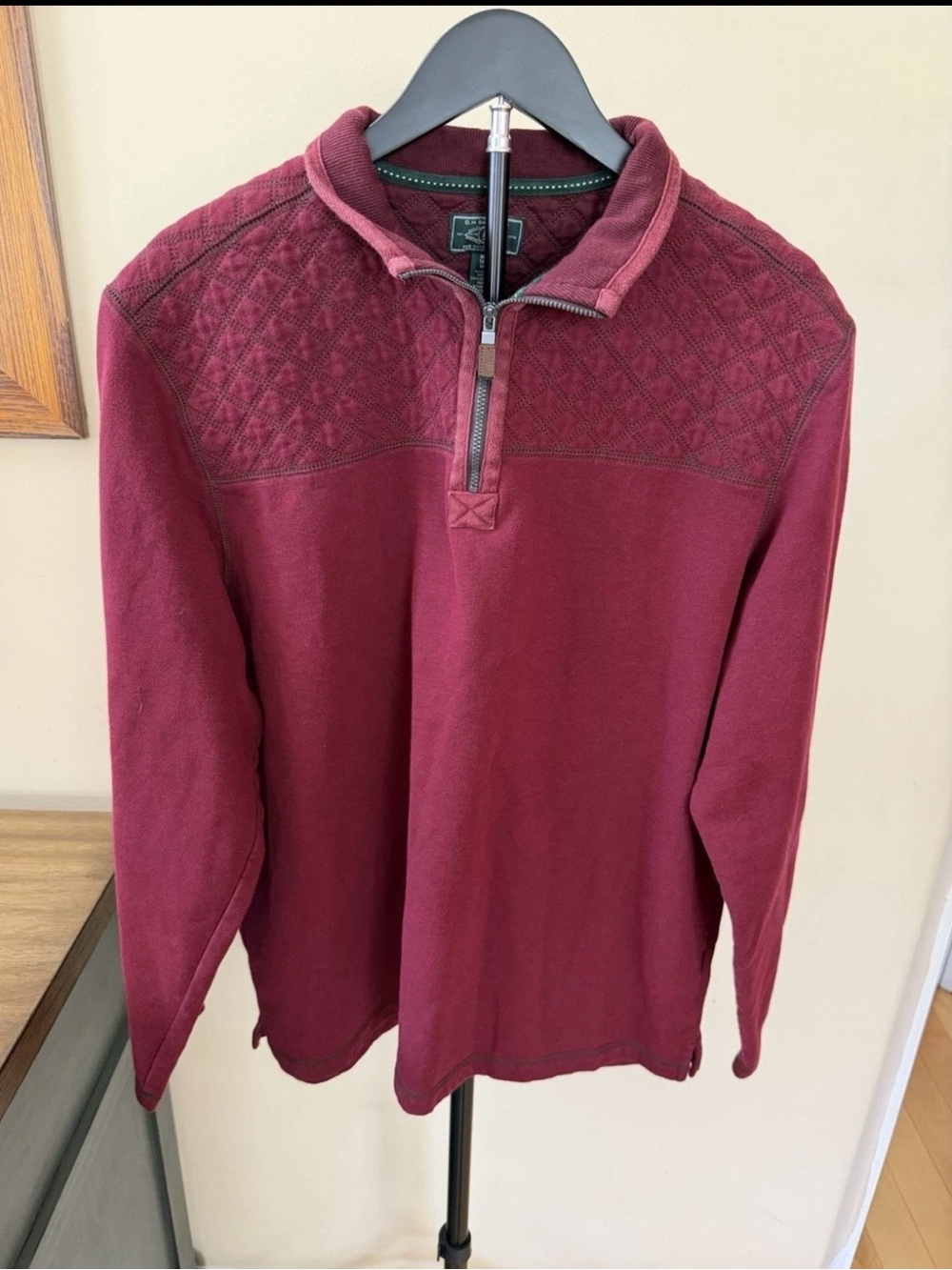 G.H. Bass Men’s XL Burgundy Quilted Quarter Zip Pullover Sweater